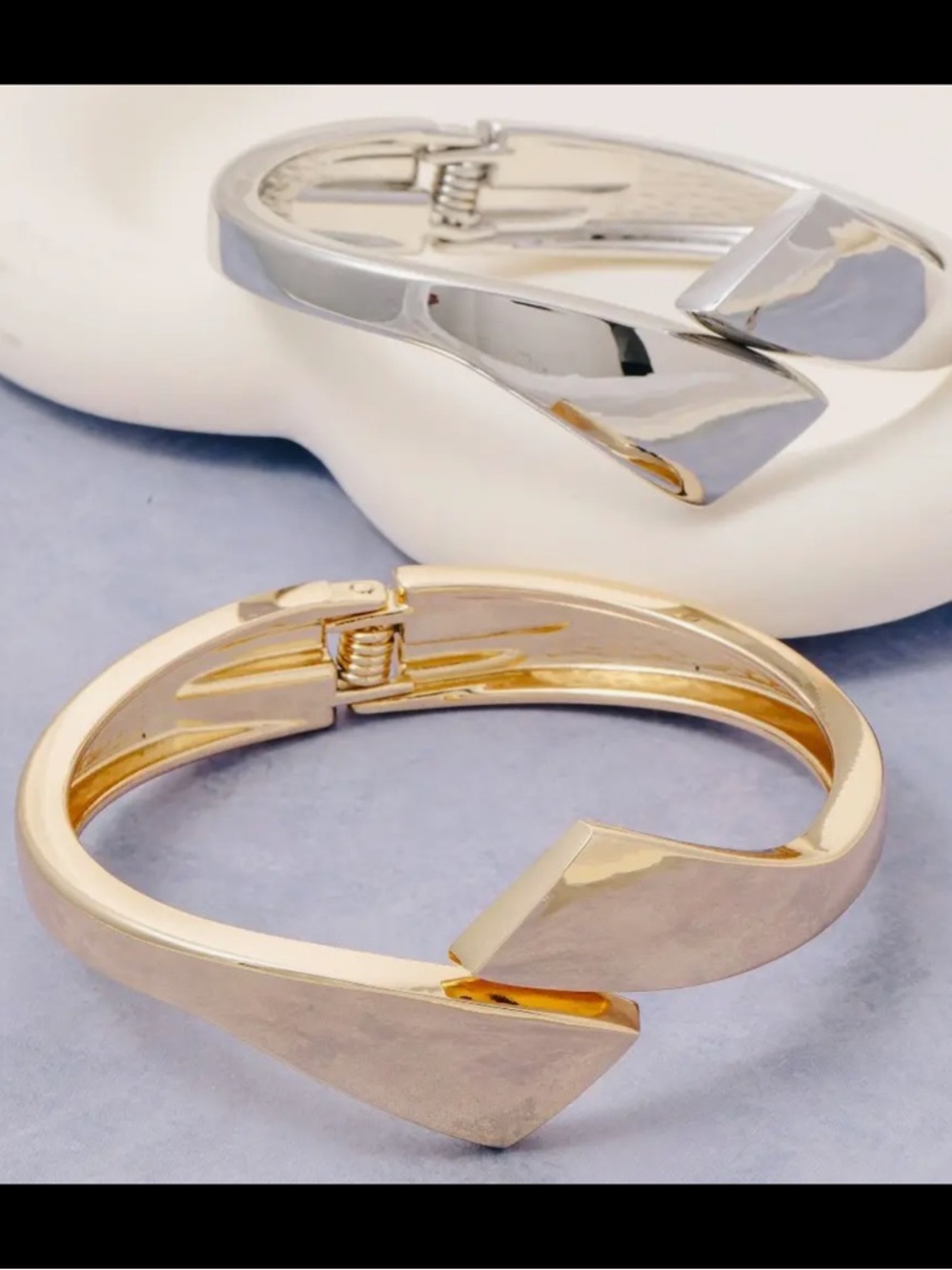 Gold and Silver Modern Cuff Bracelet - Women Jewelry